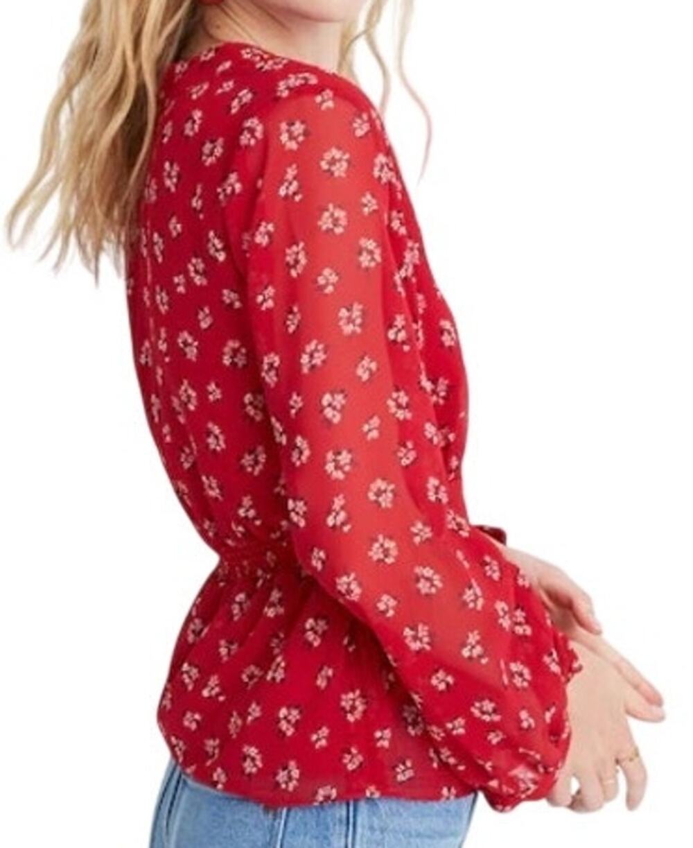 Madewell V-Neck Peplum Top in Little Lilies, L